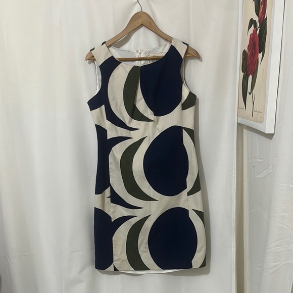 Tabatha 100% Cotton Cream and Navy Blue Sleeveless Dress a183 - Picture 1 of 4
